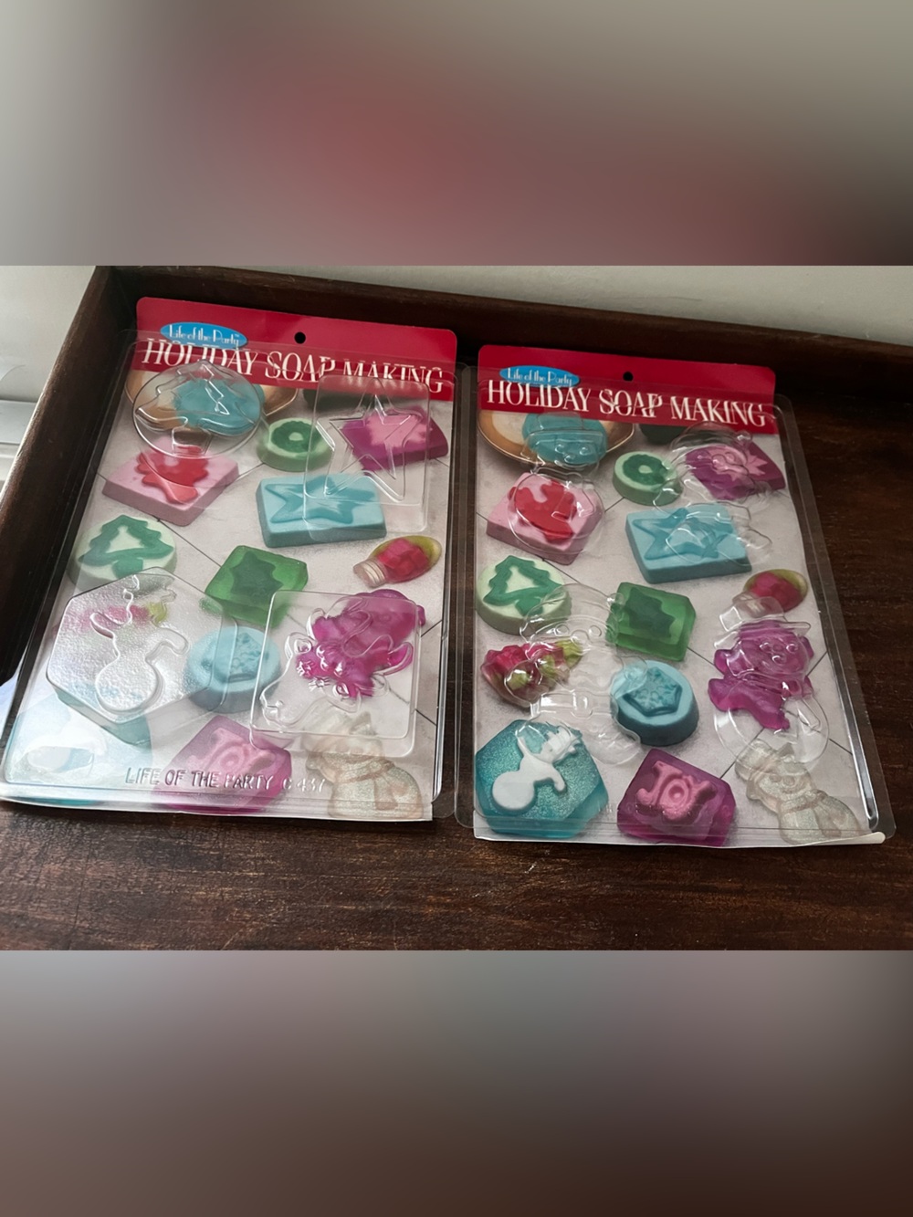 2 Vintage New 2001 Christmas Holiday Soap Making Mold Set - Multicolor